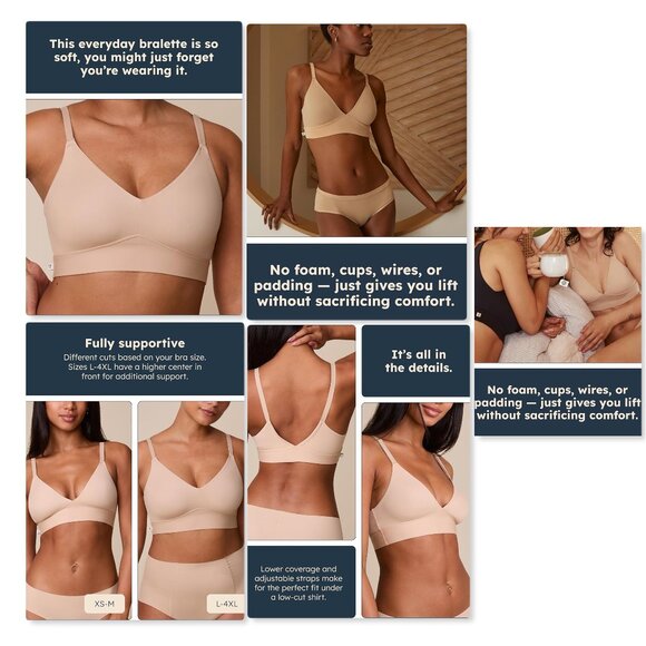 Harper Wilde Bliss Triangle Bralette Ultra-Soft in Beige Sz 3XL NWT - Picture 9 of 11